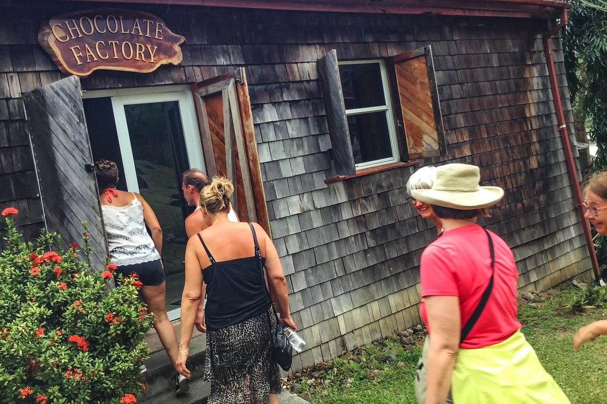 Visitors at the Belmont Estate chocolate factory